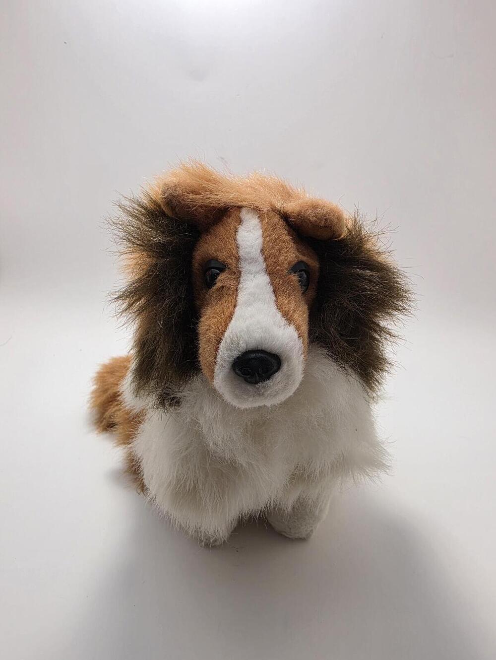 GUND 1990 Plush LASSIE, Brown White Collie Puppy Dog, Stuffed Animal Toy!